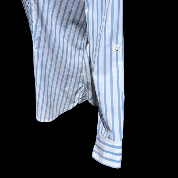 🌻Chico's Blue & White Striped No-Iron Collared Button-Down Shirt Size Small - Picture 5 of 12
